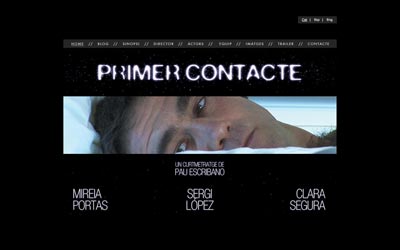 Pantalla sitio web cortometraje Primer Contacte