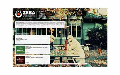 Pantalla sitio web Zeba Produccions Audiovisuals